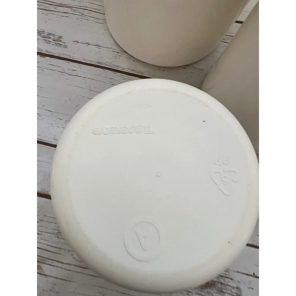 Tupperware Canister Set White Navy Blue Vintage Airtight Storage 3pc Set